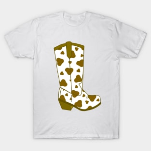 BROWN Cow Spots Cowboy Boots T-Shirt